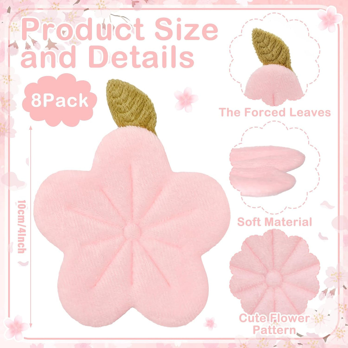 8 Pcs Sakura Cherry Blossom Coasters 4 Inch Cute Kawaii Pink Flower Cup Mats Soft Decorative Drink Coasters for Desk Drink Table Tea Mug Aesthetic Home Office Decor Housewarming Gift