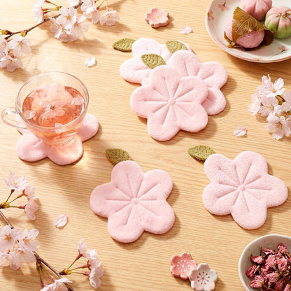 8 Pcs Sakura Cherry Blossom Coasters 4 Inch Cute Kawaii Pink Flower Cup Mats Soft Decorative Drink Coasters for Desk Drink Table Tea Mug Aesthetic Home Office Decor Housewarming Gift