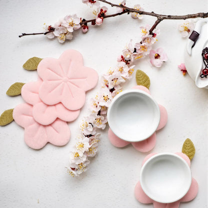 8 Pcs Sakura Cherry Blossom Coasters 4 Inch Cute Kawaii Pink Flower Cup Mats Soft Decorative Drink Coasters for Desk Drink Table Tea Mug Aesthetic Home Office Decor Housewarming Gift