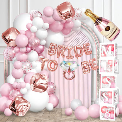 188 Pc Pink Bridal Shower Decorations – Balloon Arch, Boxes & A-Z Letters