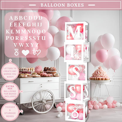 188 Pc Pink Bridal Shower Decorations – Balloon Arch, Boxes & A-Z Letters