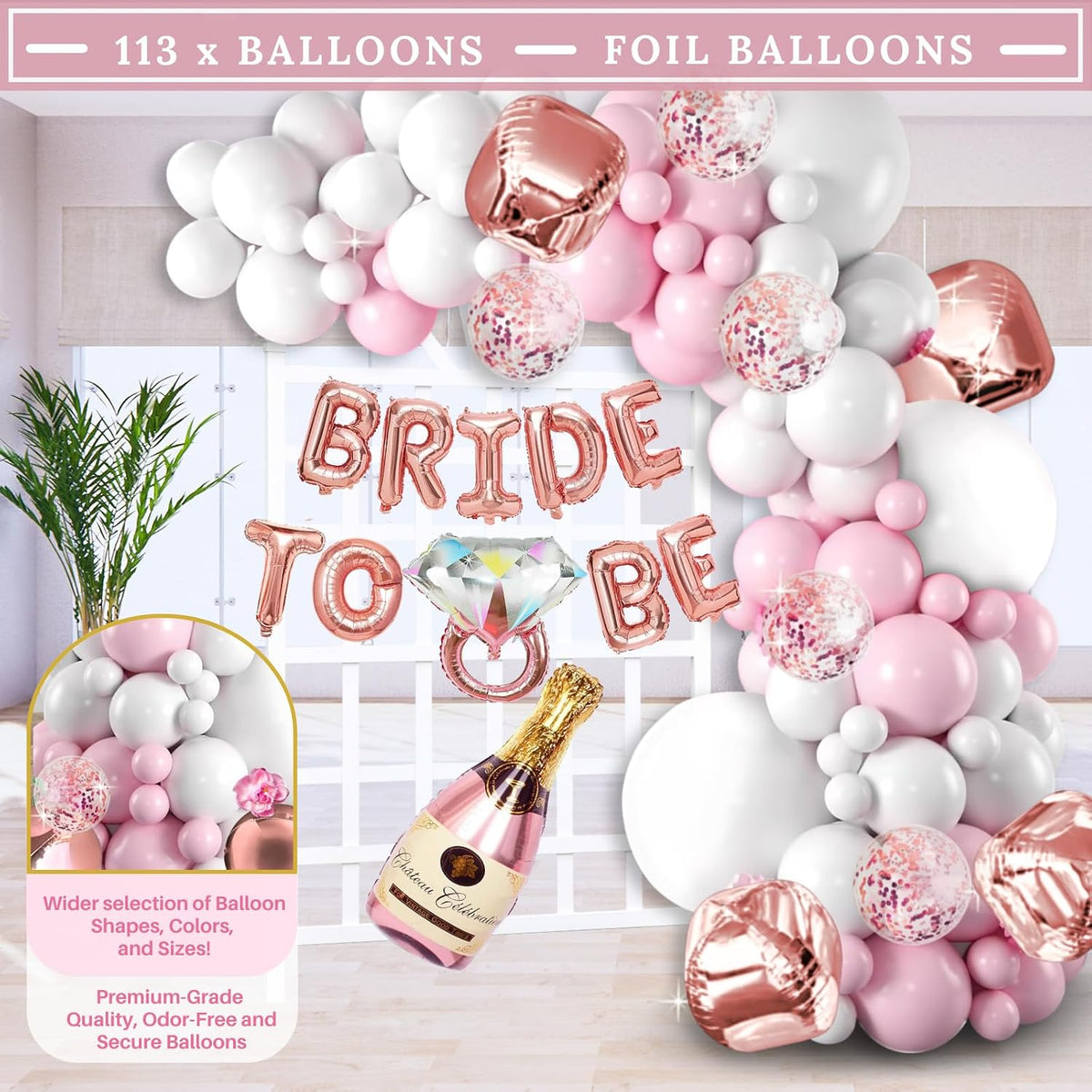 188 Pc Pink Bridal Shower Decorations – Balloon Arch, Boxes & A-Z Letters