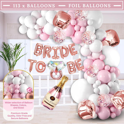 188 Pc Pink Bridal Shower Decorations – Balloon Arch, Boxes & A-Z Letters