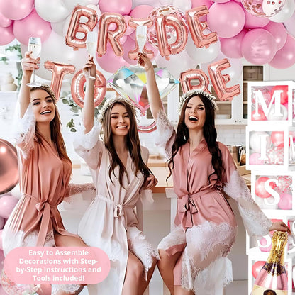 188 Pc Pink Bridal Shower Decorations – Balloon Arch, Boxes & A-Z Letters