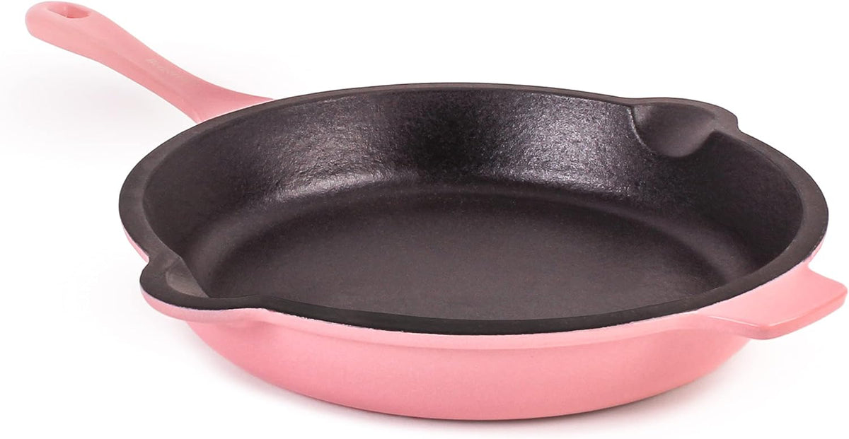 3Pc Pink Enameled Cast Iron Cookware Set, 3qt Dutch Oven