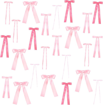 40Pcs Pink Bow Wall Decor DIY Ribbon Bow Photo Backdrop Pink Bow Birthday Decorations for Women Girls Room Decor Coquette Party Bachelorette Baby Shower Wedding