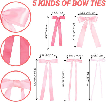40Pcs Pink Bow Wall Decor DIY Ribbon Bow Photo Backdrop Pink Bow Birthday Decorations for Women Girls Room Decor Coquette Party Bachelorette Baby Shower Wedding