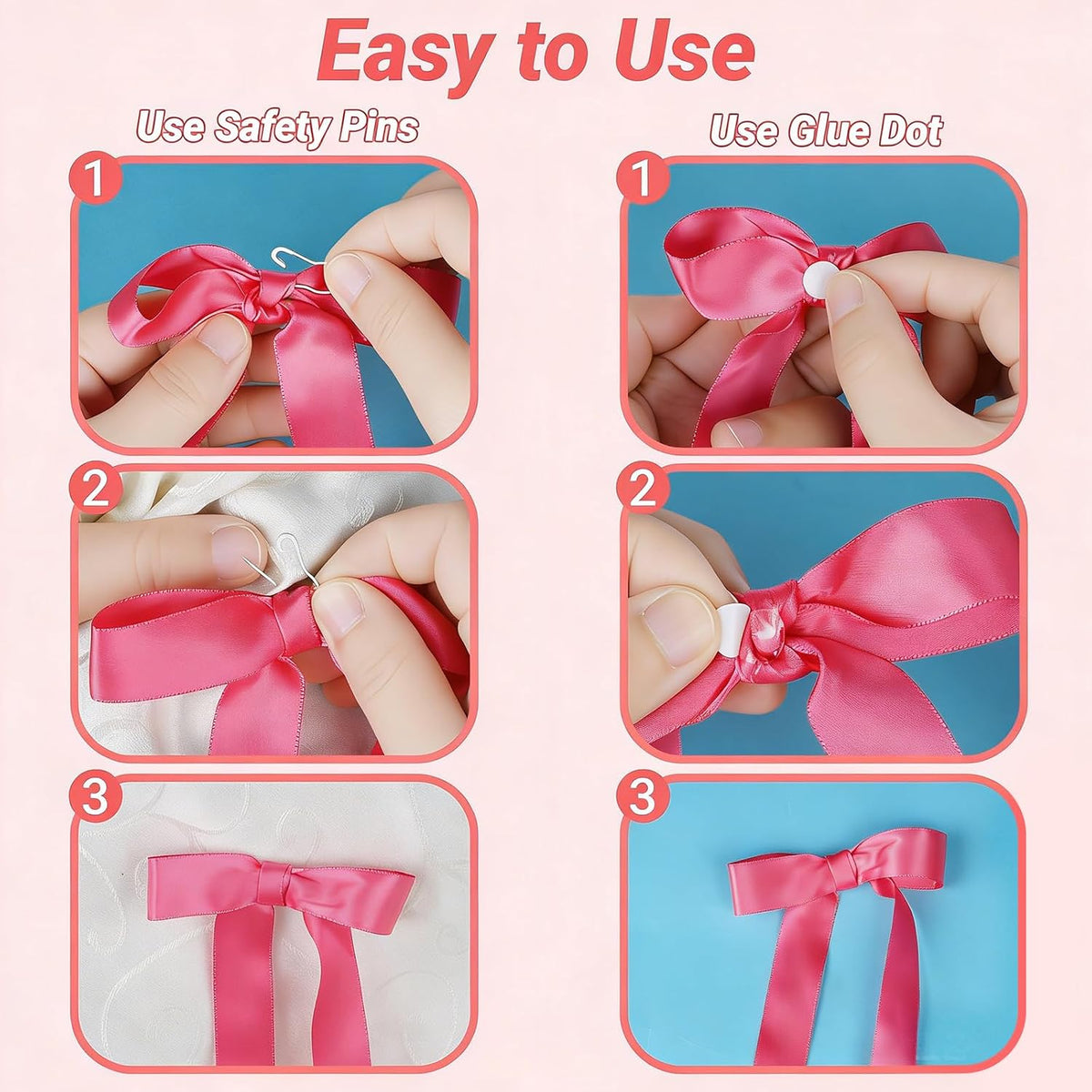 40Pcs Pink Bow Wall Decor DIY Ribbon Bow Photo Backdrop Pink Bow Birthday Decorations for Women Girls Room Decor Coquette Party Bachelorette Baby Shower Wedding