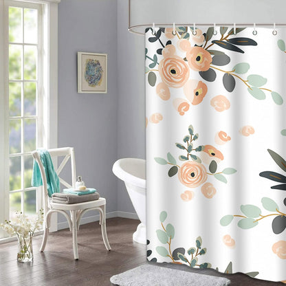 Shower Curtain for Bathroom Decor 72 x 78 Inch, Floral Rose Pink