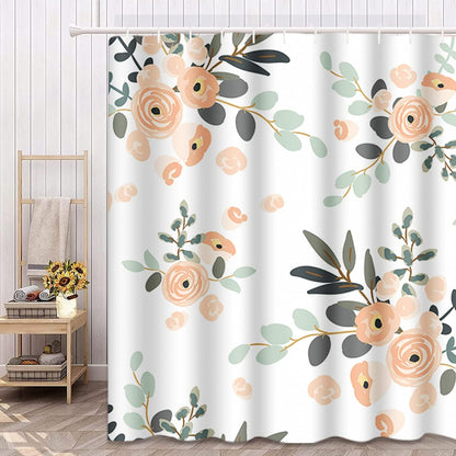 Shower Curtain for Bathroom Decor 72 x 78 Inch, Floral Rose Pink