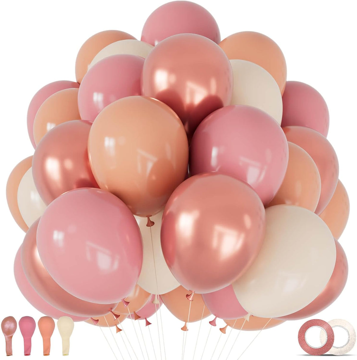 68 Pcs Retro Pink Nude Party Balloons 12Inch Dusty Pink Metallic Rose Gold Balloon Beige Blush Latex Ballons for Girls Birthday Wedding Baby Shower Party Decorations.
