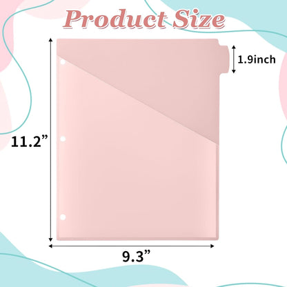 12 Pcs Binder Dividers for 3 Rings Binders 2 Pockets Tabs, Pink