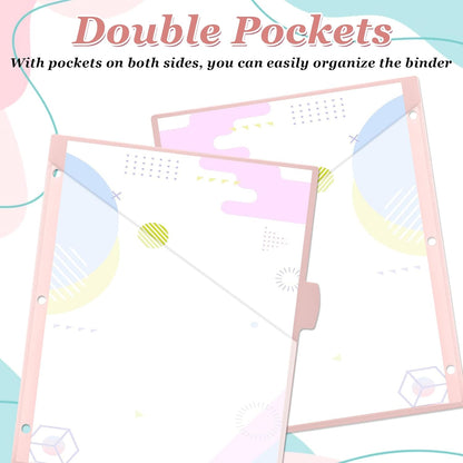 12 Pcs Binder Dividers for 3 Rings Binders 2 Pockets Tabs, Pink