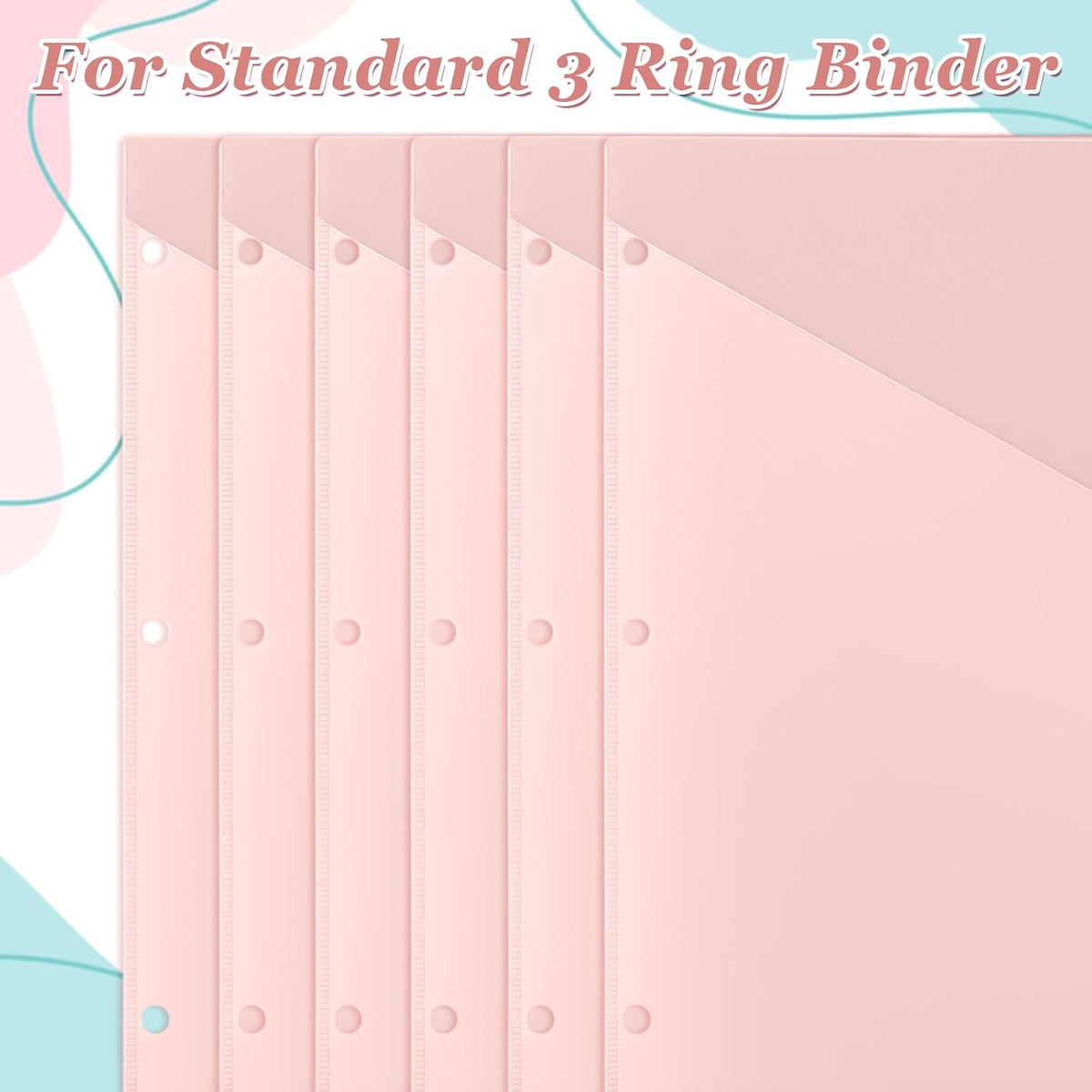 12 Pcs Binder Dividers for 3 Rings Binders 2 Pockets Tabs, Pink
