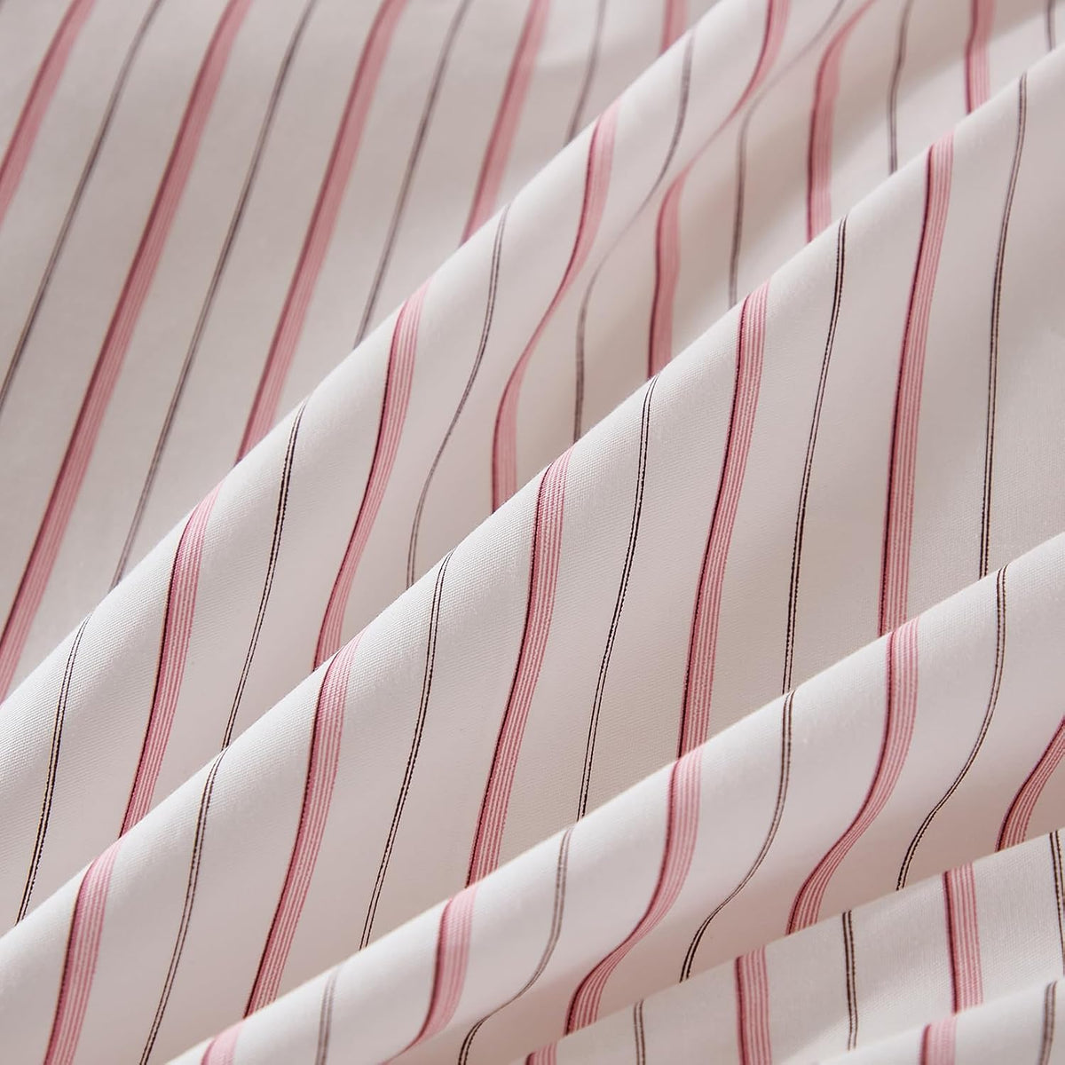 Queen Size Pillowcases, 100% Cotton Pillow Cases, White & Pink Striped Pillowcases, Luxury Linen Like Pillowcase, Soft Breathable Ticker Stripe Pillow Covers, Set of 2