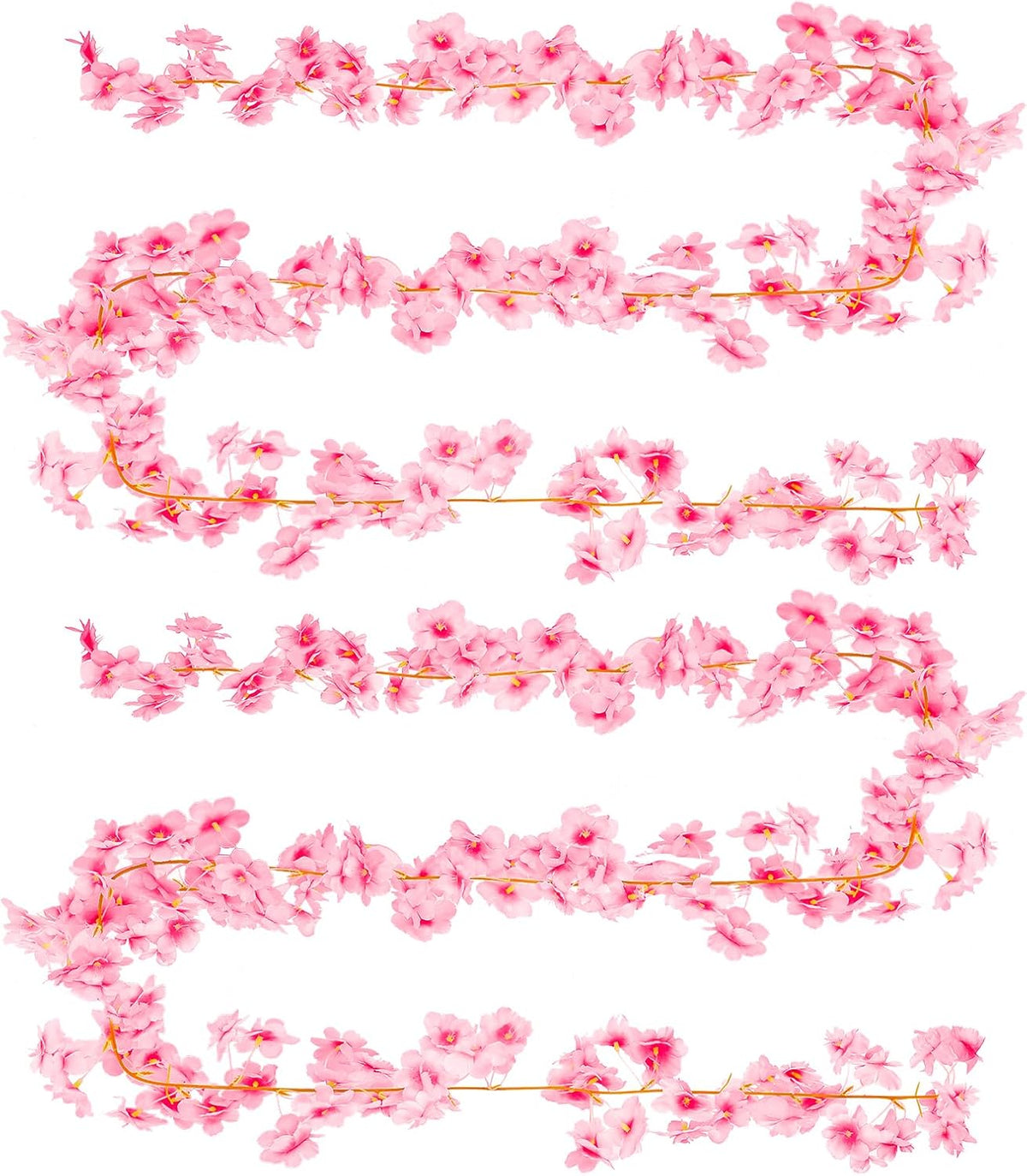 2Pcs 11.8ft Cherry Blossom Garland, Hanging Silk Cherry Blossom Sakura Vine, Artificial Pink Flower Garland, Pink Fake Vines for Wedding Party Valentine Japanese Home Decor(Pink)