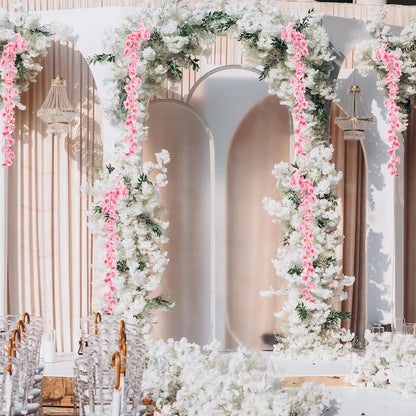 2Pcs 11.8ft Cherry Blossom Garland, Hanging Silk Cherry Blossom Sakura Vine, Artificial Pink Flower Garland, Pink Fake Vines for Wedding Party Valentine Japanese Home Decor(Pink)