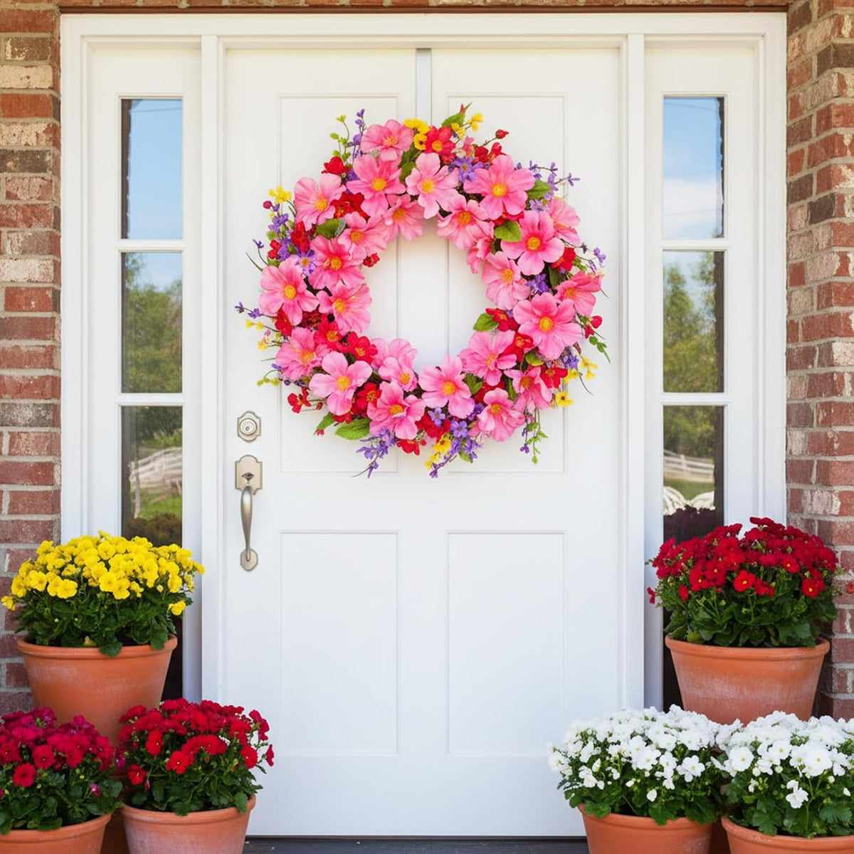 2Pcs 11.8ft Cherry Blossom Garland, Hanging Silk Cherry Blossom Sakura Vine, Artificial Pink Flower Garland, Pink Fake Vines for Wedding Party Valentine Japanese Home Decor(Pink)