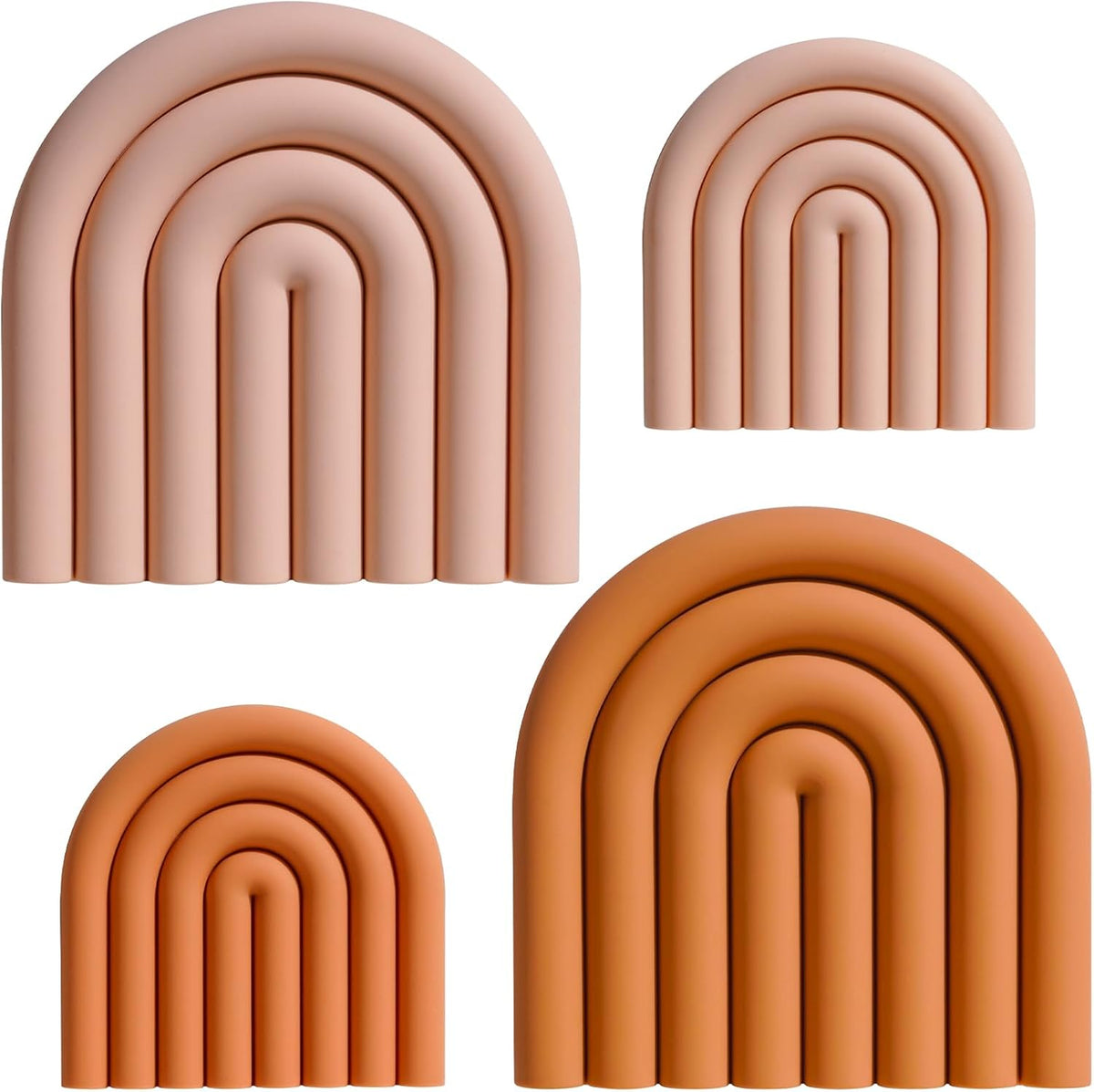 Silicone Hot Pot Holder, Reusable Heat Resistant Trivet Mats - Pink&Orange Non-Slip Pad for Dining Table, Countertop, Kitchen - Dishwasher Safe, Flexible for Bowls, Pans & Plates (Set of 4)