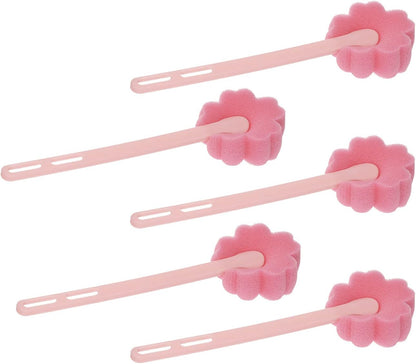 5Pcs Pink Sponge Bottle Brush 17cm Long Handle Flower Shaped Cleaning Brushes for Reusable Water Bottles Containers Glasses