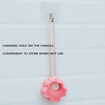 5Pcs Pink Sponge Bottle Brush 17cm Long Handle Flower Shaped Cleaning Brushes for Reusable Water Bottles Containers Glasses