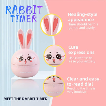 Cartoon Mechanical Kitchen Timer, 60 Minutes Countdown Timer, Mechanical Visual Timer for Kids - No Batteries Required, Kitchen Timer for Cooking, Home, Study and Classroom (Pink-A)