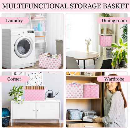 3 Pcs Pink Bow Storage Basket Empty Bow Basket with Handle for Gift
