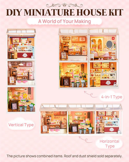 Super Creator Kits Pink Bedroom, Tiny House Building Blocks for Little Dolls, DIY Plastic Mini House Model Building Kits for Teens Aged 14+, DIY Crafts/Hobbies for Adults (Lovely Pink Bedroom)