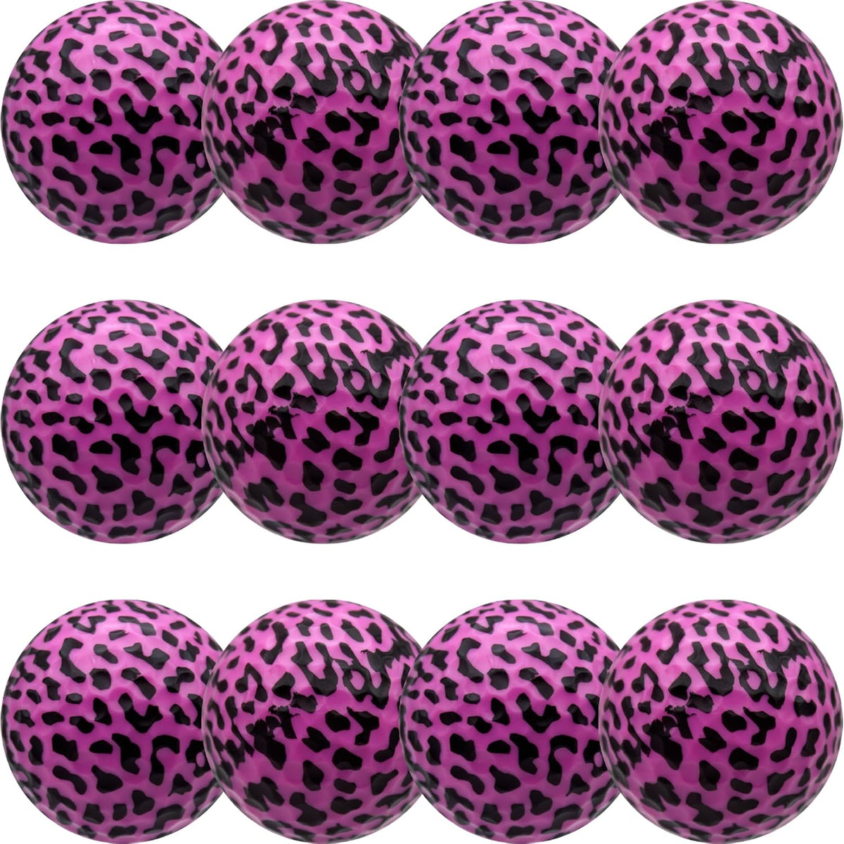 GBM Pink Leopard Print Novelty Golf Balls – Full Leopard Print Color Golf Balls for Gifts, Tournaments, League Events & Collectors, Ladies Golf Accessories, 12 Pack