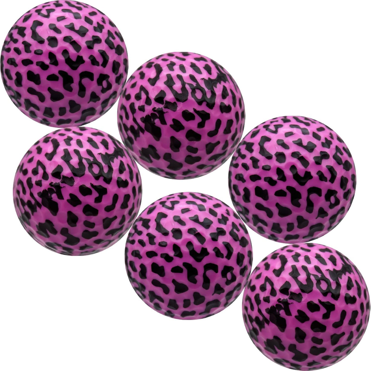 GBM Pink Leopard Print Novelty Golf Balls – Full Leopard Print Color Golf Balls for Gifts, Tournaments, League Events & Collectors, Ladies Golf Accessories, 12 Pack