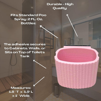 Poo-Spray Holder for 2 oz. bottles - Poo-spray Holder for Bathroom with Adhesive to Apply to Toilet or Cabinet