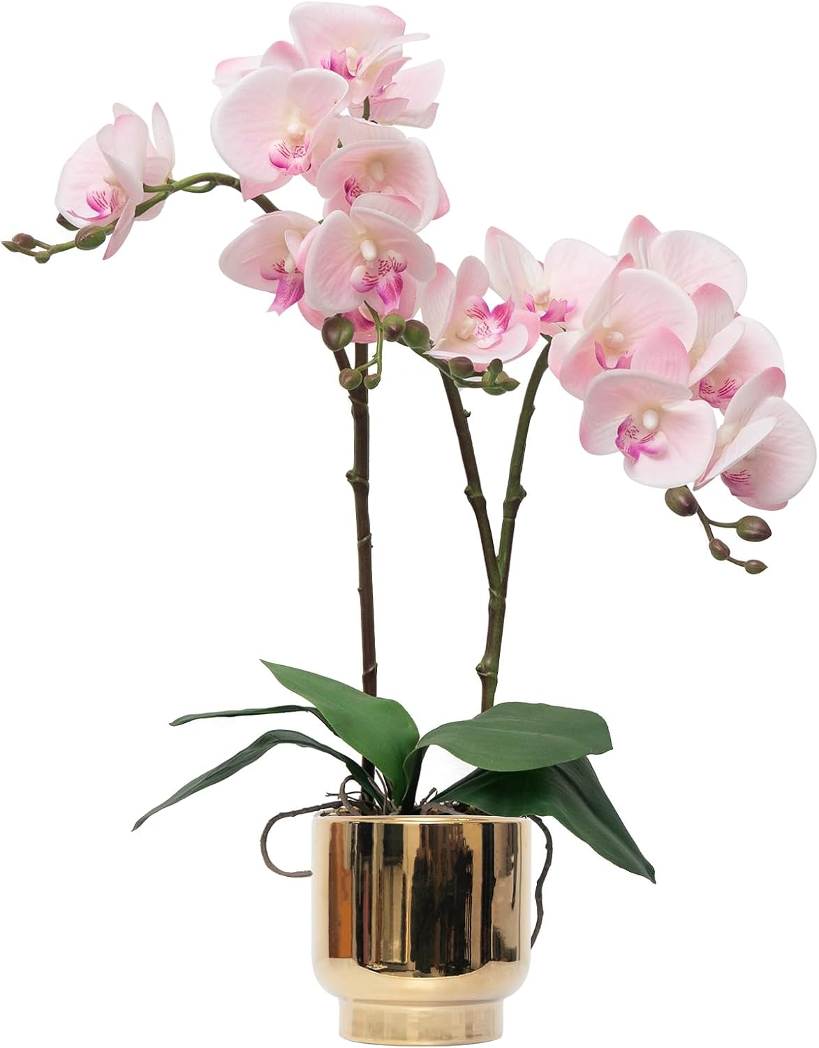 Orchids Artificial Flowers Real Touch Fake Flowers in Ceramic Pot 20" Pink Faux Orchid Plant Lifelike Silk Phalaenopsis for Centerpiece Hotel Home Indoor Decor