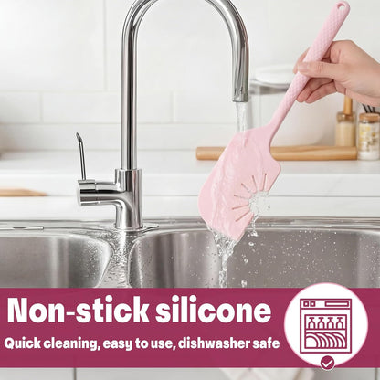 2 Pack Silicone Spatula Scraper and Whisk, Pink Kitchen Utensils