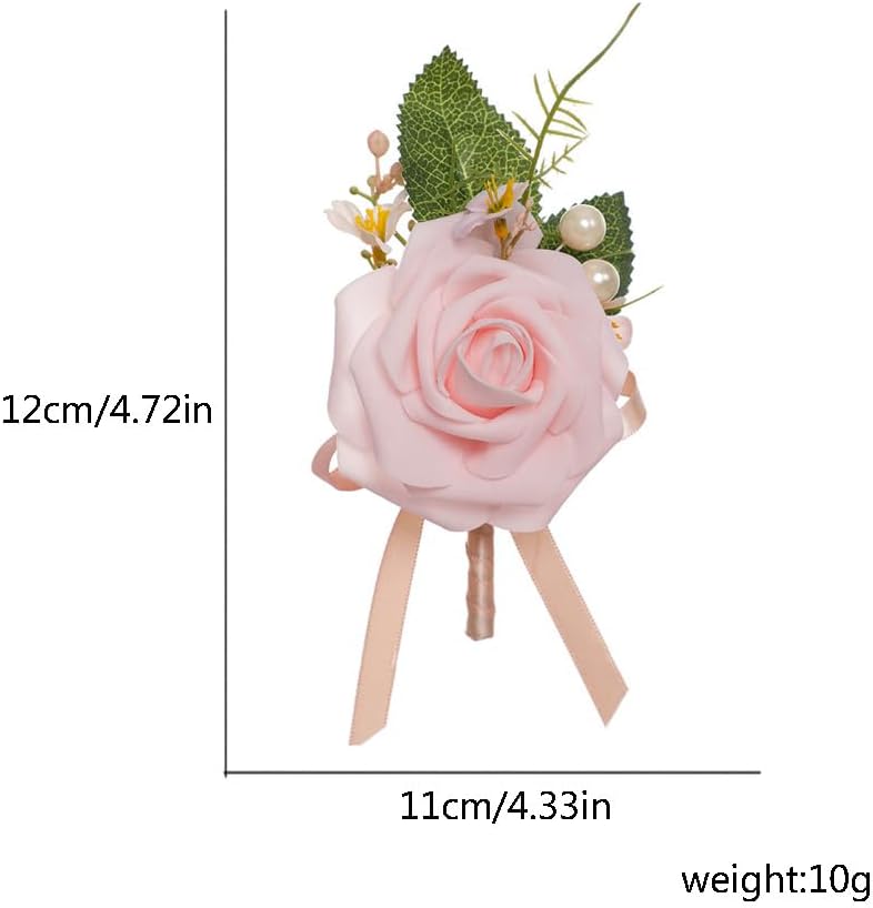 Dainty Boutonniere Satin Rose Flower Brooch Lapel Pins for Men Women Wedding Groom Groomsmen Bride Bridesmaid Artificial Flowers for Prom Homecoming Party Gift