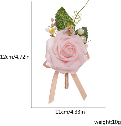 Dainty Boutonniere Satin Rose Flower Brooch Lapel Pins for Men Women Wedding Groom Groomsmen Bride Bridesmaid Artificial Flowers for Prom Homecoming Party Gift