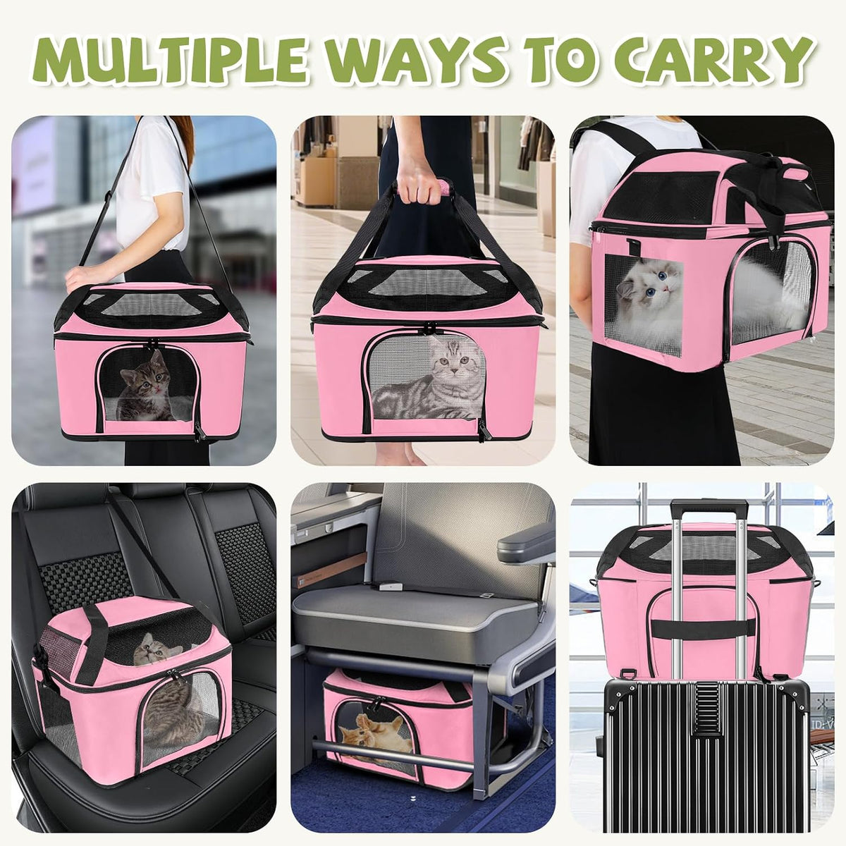 Soft Cat Carrier Up to 20 Lbs, Washable Pet Travel Bag for Kitten Puppy
