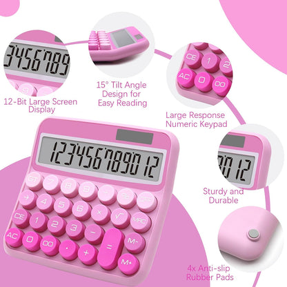 Gradient Hot Pink Calculator, Big Button Calculator with Large LCD Display