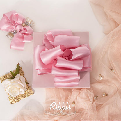 Light Pink Double Faced Satin Wired Ribbon 1.5 Inch Pink Christmas Ribbon for Gift Wrapping Wreaths Garland Tree Decoration Crafts Home Decor-Continous 10 Yards