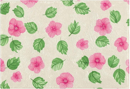 Soft Pink Flowers Bathroom Rug, Non Slip Dry Quickly Bath Mat, Absorbent Soft Bath Rug, Home Decor Accessories, 24"x16"