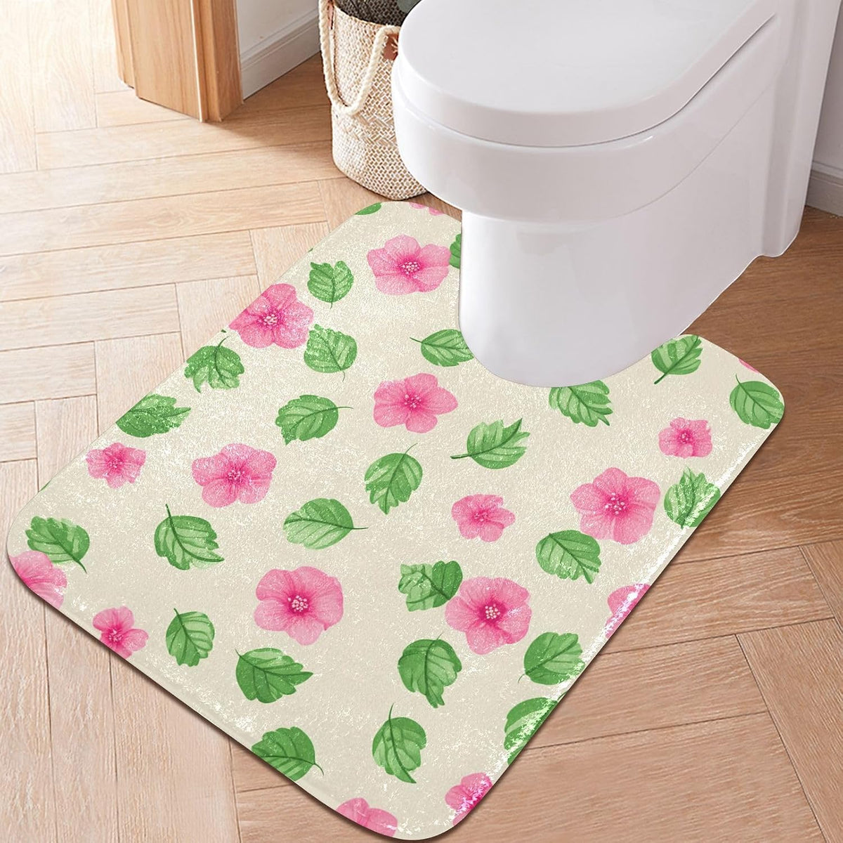 Soft Pink Flowers Bathroom Rug, Non Slip Dry Quickly Bath Mat, Absorbent Soft Bath Rug, Home Decor Accessories, 24"x16"