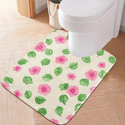 Soft Pink Flowers Bathroom Rug, Non Slip Dry Quickly Bath Mat, Absorbent Soft Bath Rug, Home Decor Accessories, 24"x16"