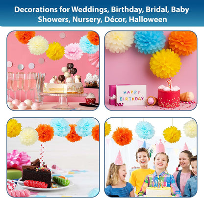 Set of 10 - Peach 8" - (10 Pack) Tissue Pom Poms Flower Party Decorations for Weddings, Birthday, Halloween, Bridal, Baby Showers, Nursery, Décor