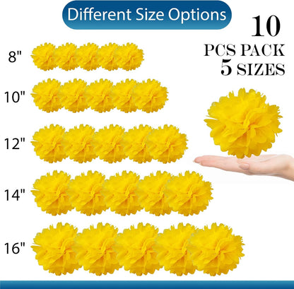 Set of 10 - Peach 8" - (10 Pack) Tissue Pom Poms Flower Party Decorations for Weddings, Birthday, Halloween, Bridal, Baby Showers, Nursery, Décor