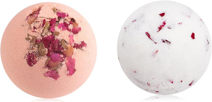Bath Bombs for Women Spa Gift Set with 1 Rose and 1 Milk Essential Oils Sea Salt Moisturizing Relaxing Birthday Gift for Her Bubble Bath Skincare Relaxation Aromatherapy Gifts 2 Pack