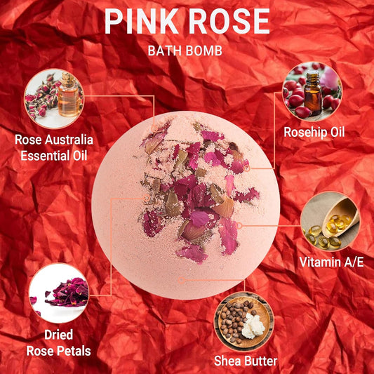 Bath Bombs for Women Spa Gift Set with 1 Rose and 1 Milk Essential Oils Sea Salt Moisturizing Relaxing Birthday Gift for Her Bubble Bath Skincare Relaxation Aromatherapy Gifts 2 Pack