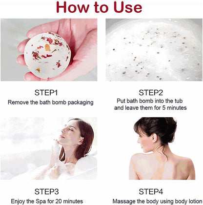 Bath Bombs for Women Spa Gift Set with 1 Rose and 1 Milk Essential Oils Sea Salt Moisturizing Relaxing Birthday Gift for Her Bubble Bath Skincare Relaxation Aromatherapy Gifts 2 Pack