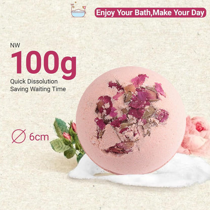 Bath Bombs for Women Spa Gift Set with 1 Rose and 1 Milk Essential Oils Sea Salt Moisturizing Relaxing Birthday Gift for Her Bubble Bath Skincare Relaxation Aromatherapy Gifts 2 Pack