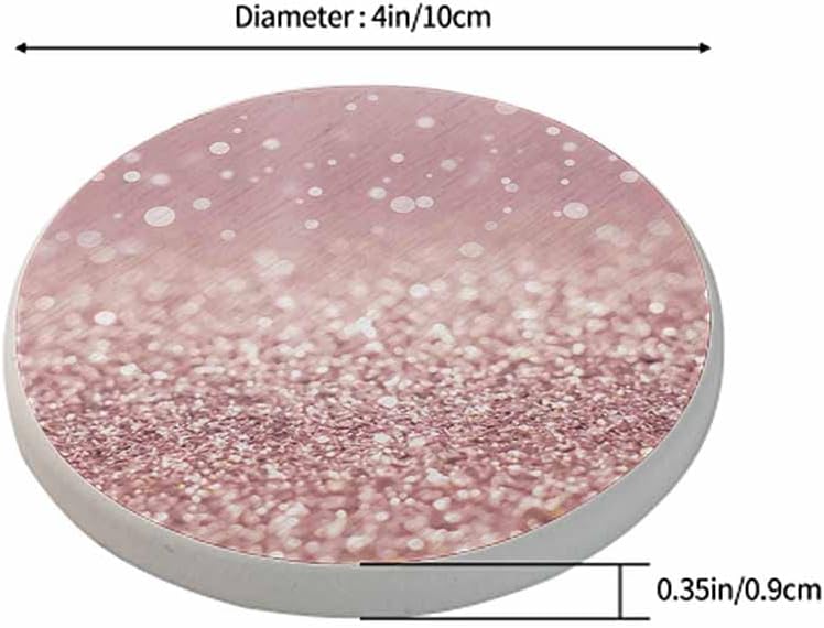 Rose Gold Coasters for Drinks Luxury Glitter Hazy Dreamlike Cups Place Mats for Home Decor Set of 2, 4 Inch