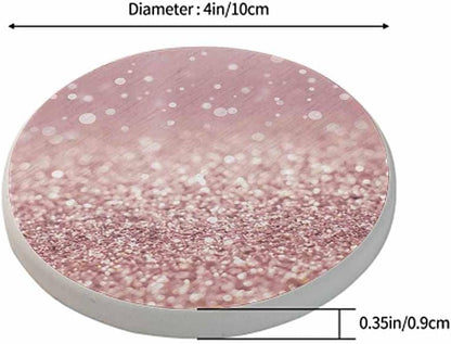 Rose Gold Coasters for Drinks Luxury Glitter Hazy Dreamlike Cups Place Mats for Home Decor Set of 2, 4 Inch