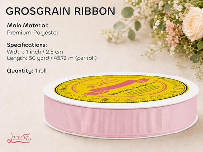 Light Pink Grosgrain Ribbon 1 inch X 50 Yards Light Pink Ribbon for Gift Package Wrapping Wreath Baby Shower and Other Projects